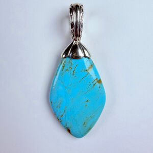 Carolyn Pollack Relios Southwest Turquoise Sterling Silver 2.4" Necklace Pendant